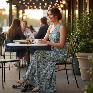 Viereck Green & Black Reptile Patterned One Shoulder Maxi Dress (L)